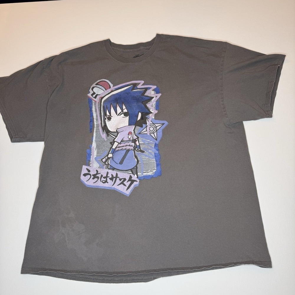 Anime Nurato 2X T-Shirt Gray Short Sleeve Crew Neck Graphic Print